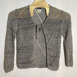 Cousin Johnny Women's L Cardigan Sweater Gray Open Shrug Knit Long‎ Sleeve